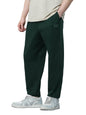 The Souled Store Solids: Dark Green Mens and Boys Drawstringed Baggy Fit Cotton Blend Oversized Joggers