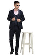 Turtle Men Poly Viscose Tailored Fit Dark Blue Three Piece Party Suits