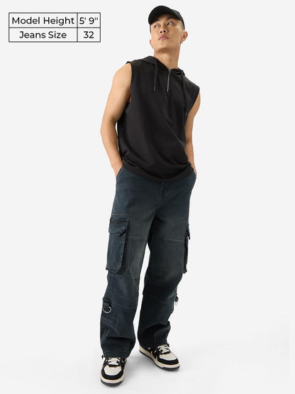 The Souled Store Comfrey Men and Boys Baggy Loose Fit Cotton Blend Utility Cargo Jeans Denim Jeans Crafted with Comfort Fit for