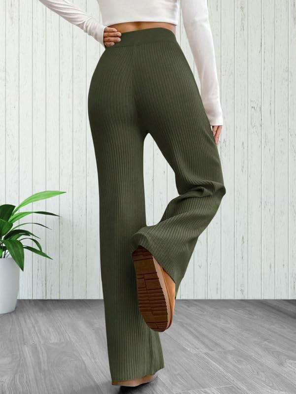 Tee Projekt Regular Fit Trousers for Women| Korean Trousers for Women Green-Brown