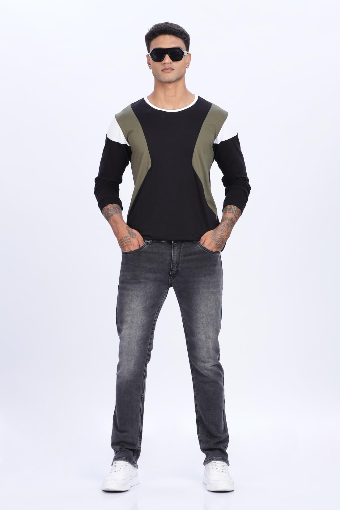 ADRO Men Full Sleeve T-Shirt | Soft Cotton Tshirt for Men|Casual Fashion Multi Color Full Sleeve Round Neck Tshirt for Men|FR24