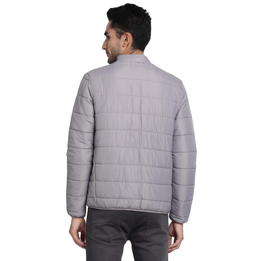 Turtle Men Nylon Solid Regular Fit Full Sleeve Grey Windcheater Jacket