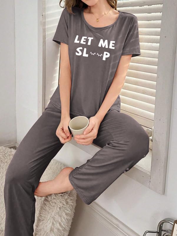 SMOWKLY Womens Premium Cotton Blend Cute Print Two Piece Pj Sleepwear Co-ord Set || Stylish Top with Pajama Pant Comfy Loungwea