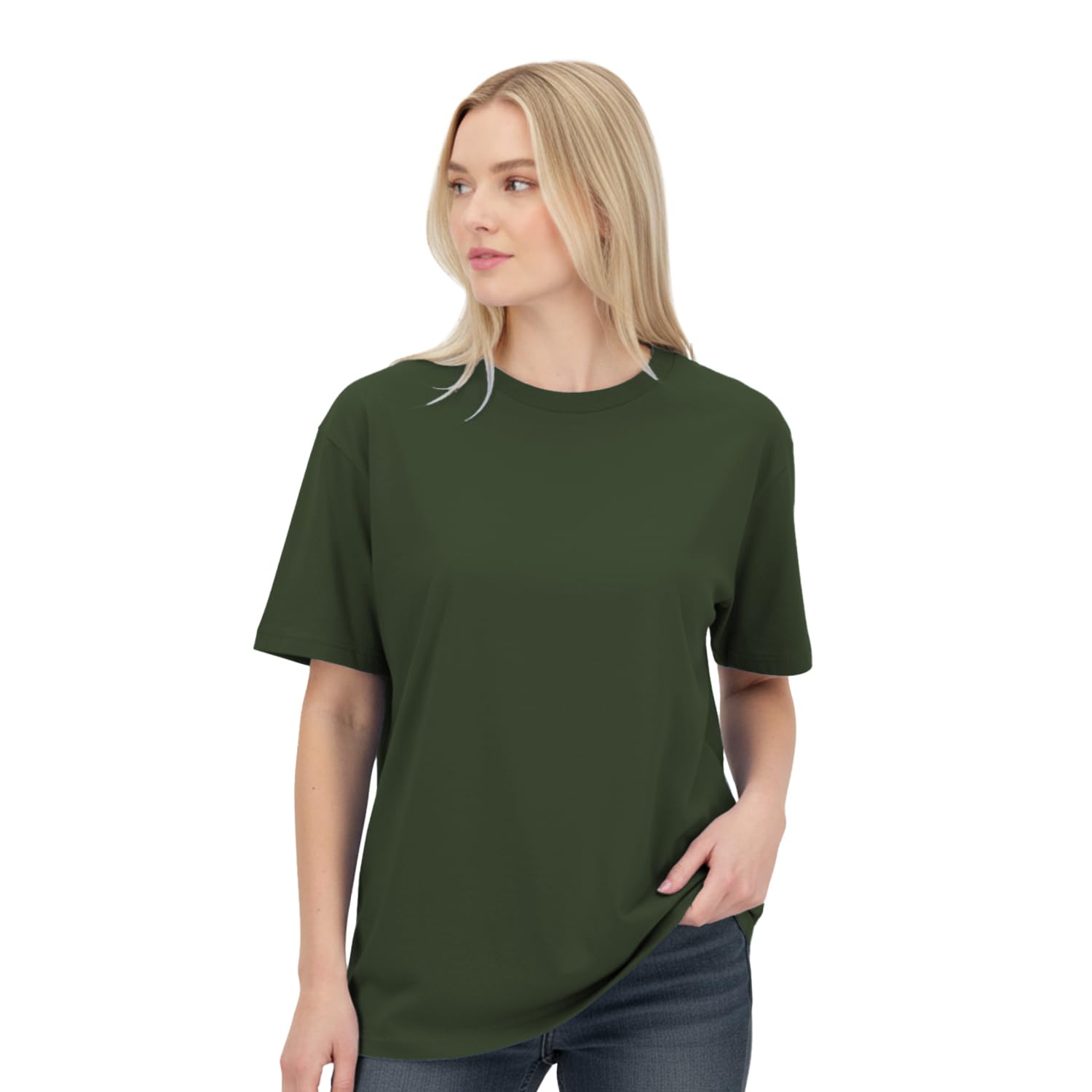 Nobero WomenS Solid Oversized Fit T-Shirt (1W-Twrt-R0040_Olive Green