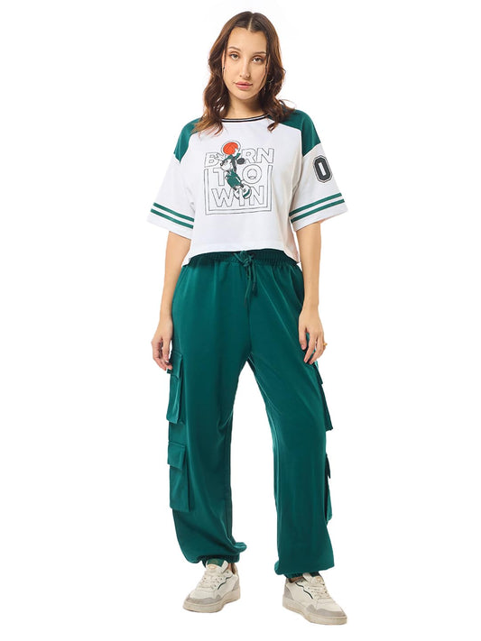 Bewakoof Official Disney Merchandise Mickey Women Graphic Printed Super Loose Fit Half Sleeve Round Neck Terry Co-ordinates 6282