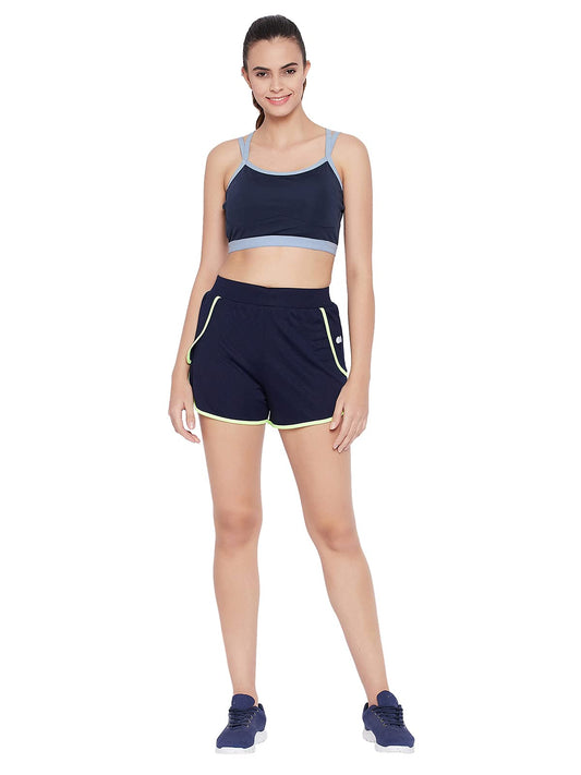 Clovia Womens Activewear Mid Thigh Sports Shorts (AB0068P08_Blue_XXL)