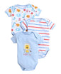 BUMZEE Sky Blue & White Boys Half Sleeves Bodysuit Pack Of 3 Age - New Born (Peb9441A-sbl.wht)