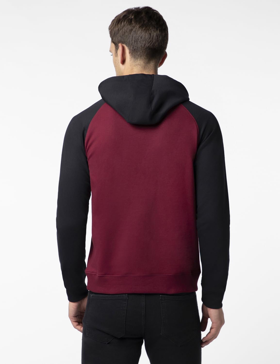 FYLTR Mens Casual Colourblock Raglan Hoodie with Drawstrings - Utility Pockets | Ribbed Hem & Cuff
