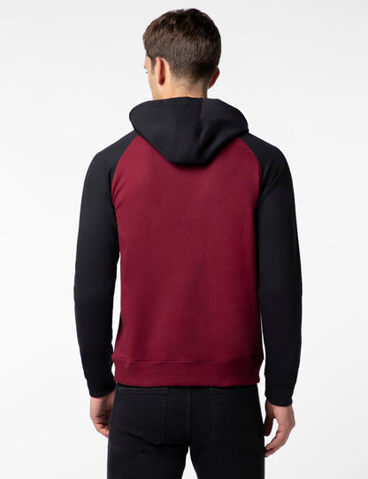FYLTR Mens Casual Colourblock Raglan Hoodie with Drawstrings - Utility Pockets | Ribbed Hem & Cuff