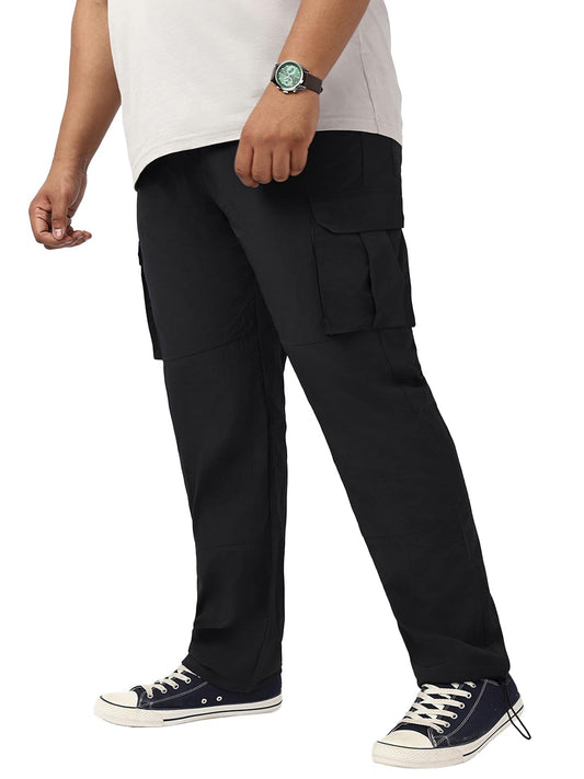 Bewakoof Mens Solid Regular Fit Nylon Plus Size Pant_648632_Black_38