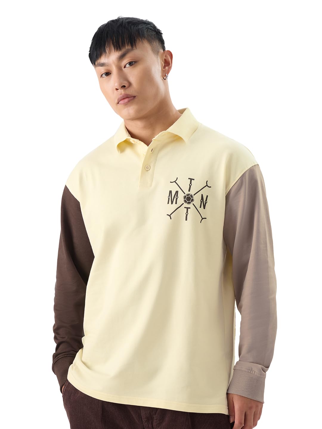The Souled Store Official TMNT: Brotherhood Men Rugby Polos Mens Polos Graphic Tees Casual Fashion Regular Fit Drop Cut Round N