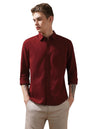 Dennis Lingo Men Regular Fit Maroon Full Sleeves Cotton Casual Shirt