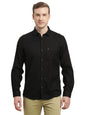 Turtle Men 100% Cotton Slim Fit Black Solid Full Sleeve Casual Shirt