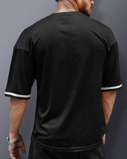 Noble Monk MenS Oversized Fit T-Shirt (T609-Bl_Black