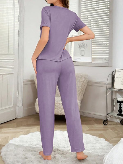SMOWKLY Womens Premium Cotton Blend Cute Print Two Piece Pj Sleepwear Co-ord Set || Stylish Top with Pajama Pant Comfy Loungwea