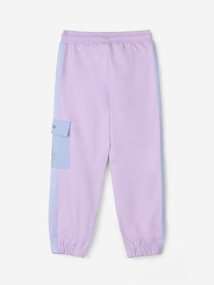 The Souled Store Disney: Magical Elsa Girls Cotton Drawstringed Purple Graphic Printed Regular Fit Cotton Joggers (2-8 Yrs)