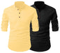 Finivo Fashion Combo Of MenS Regular Fit Cotton Blend Solid Full Sleeves Kurta | Short Kurta For Men (Pack Of 2)