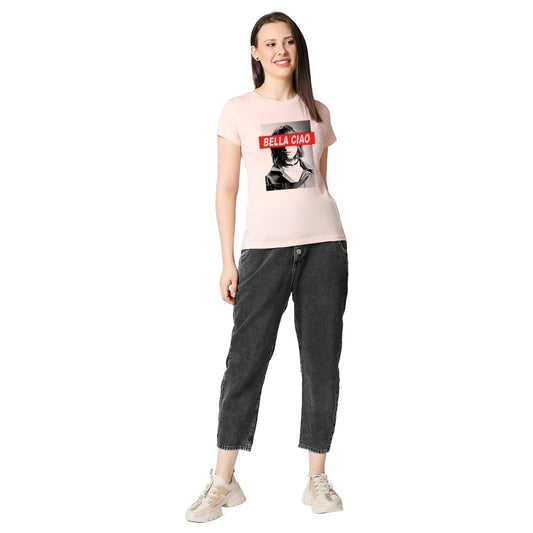 Bewakoof Womens Bella Tokyo Graphic Print 100% Cotton T-Shirt- Slim Fit, Round Neck, Half Sleeves