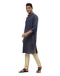 Fabindia Men's Navy Cotton Printed Slim Fit Kurta
