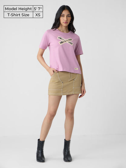 The Souled Store Mean Girls: Thats So Fetch Women and Girls Short Sleeves Round Neck Pink Graphic Printed Cotton Relaxed Fit T-