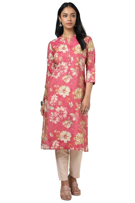 Soch Womens Pink Tissue Floral Print Kurta