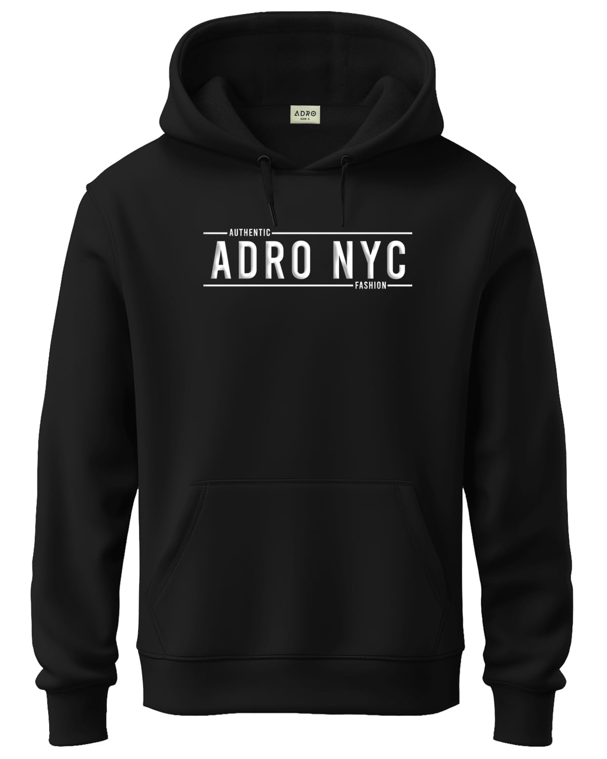 ADRO Men's Cotton Neck Hooded Sweatshirt (H24-ADRO-BL_Black