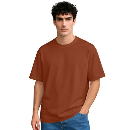 Nobero MenS Oversized Fit T-Shirt (1M-Twts-R0039_Rust Orange