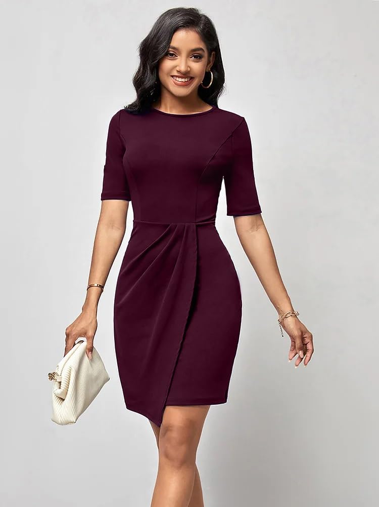 Oomph! WomenS Western & Fusion Wear Stetchable Party Dress For Women, Purple - Md957