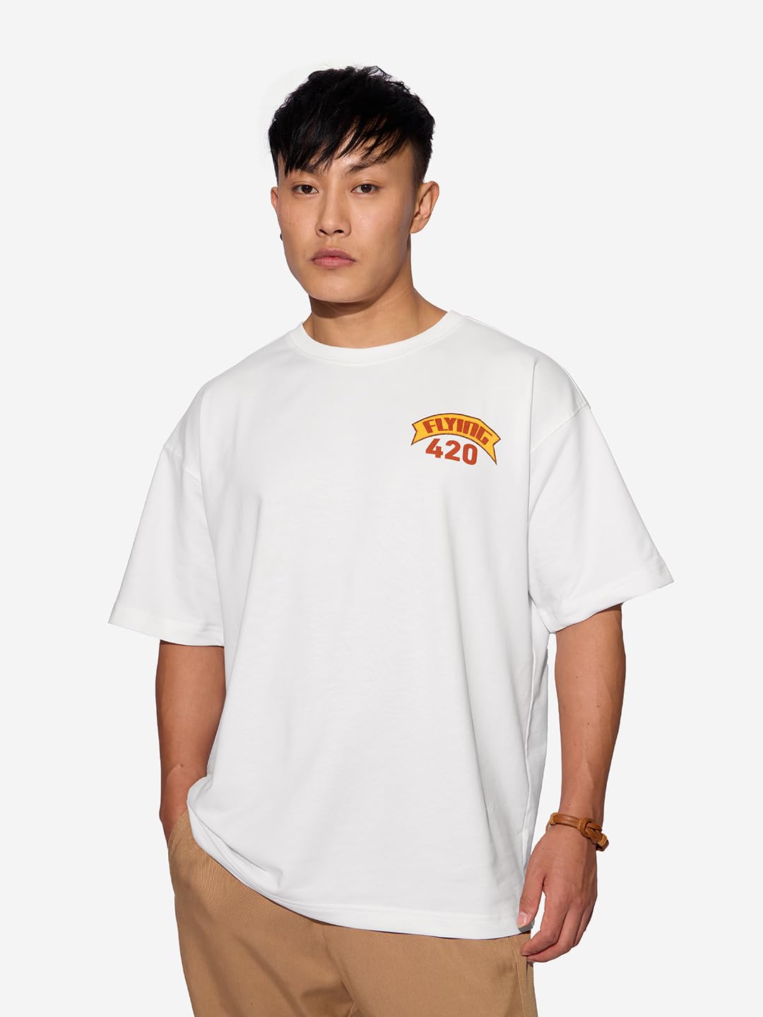 The Souled Store High As Hell Men and Boys Short Sleeve Round Neck White Graphic Printed Cotton Oversized T-Shirt