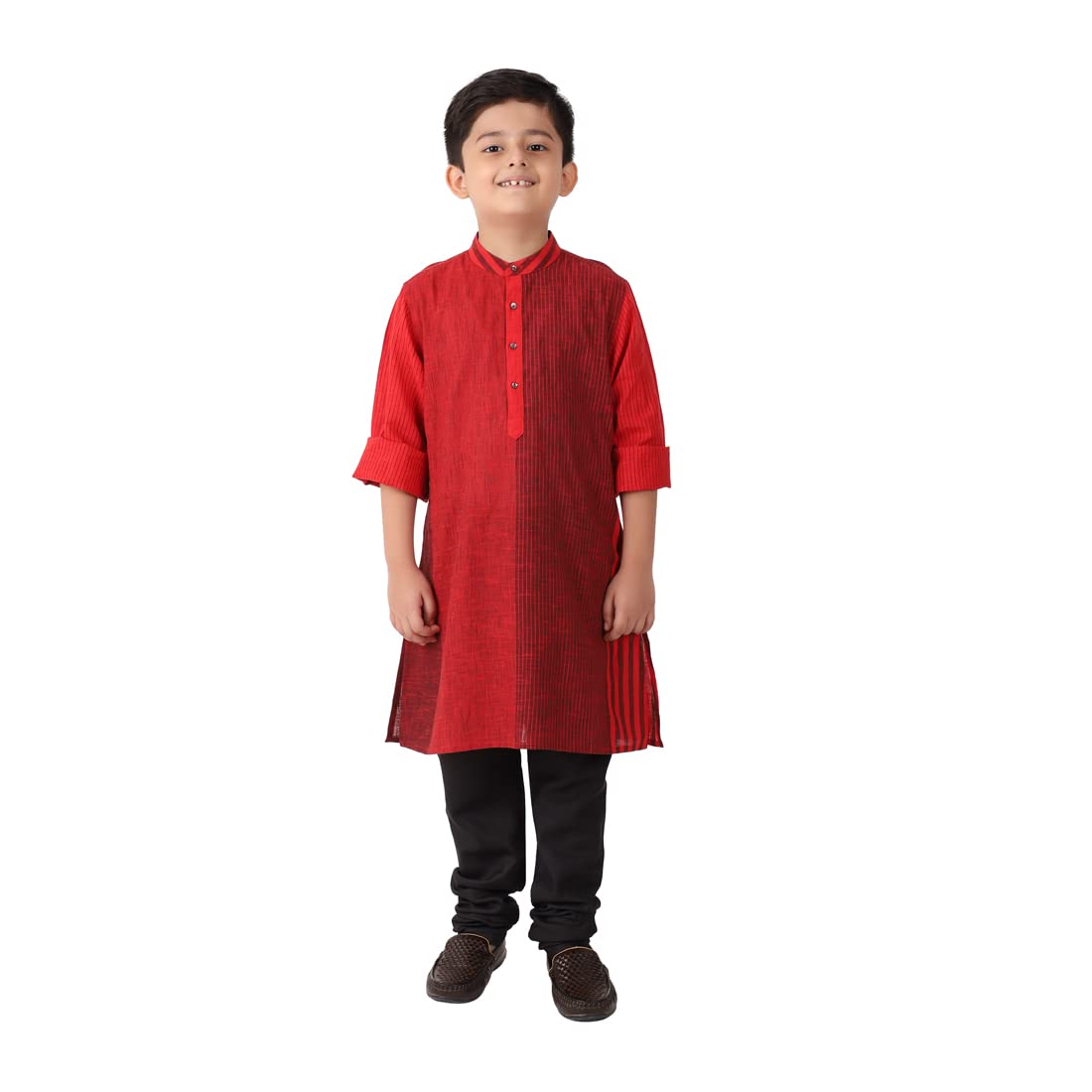 Fabindia Kids Cotton Woven Long Kurta Red_6-8Y