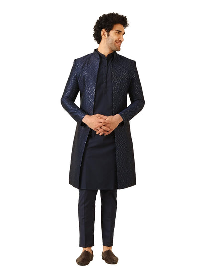 Kisah Sherwani Set For Men  Silk Blend Textured Indo Western Sherwani With Kurta And Trouser | Designer Ethnic Outfit For Weddin