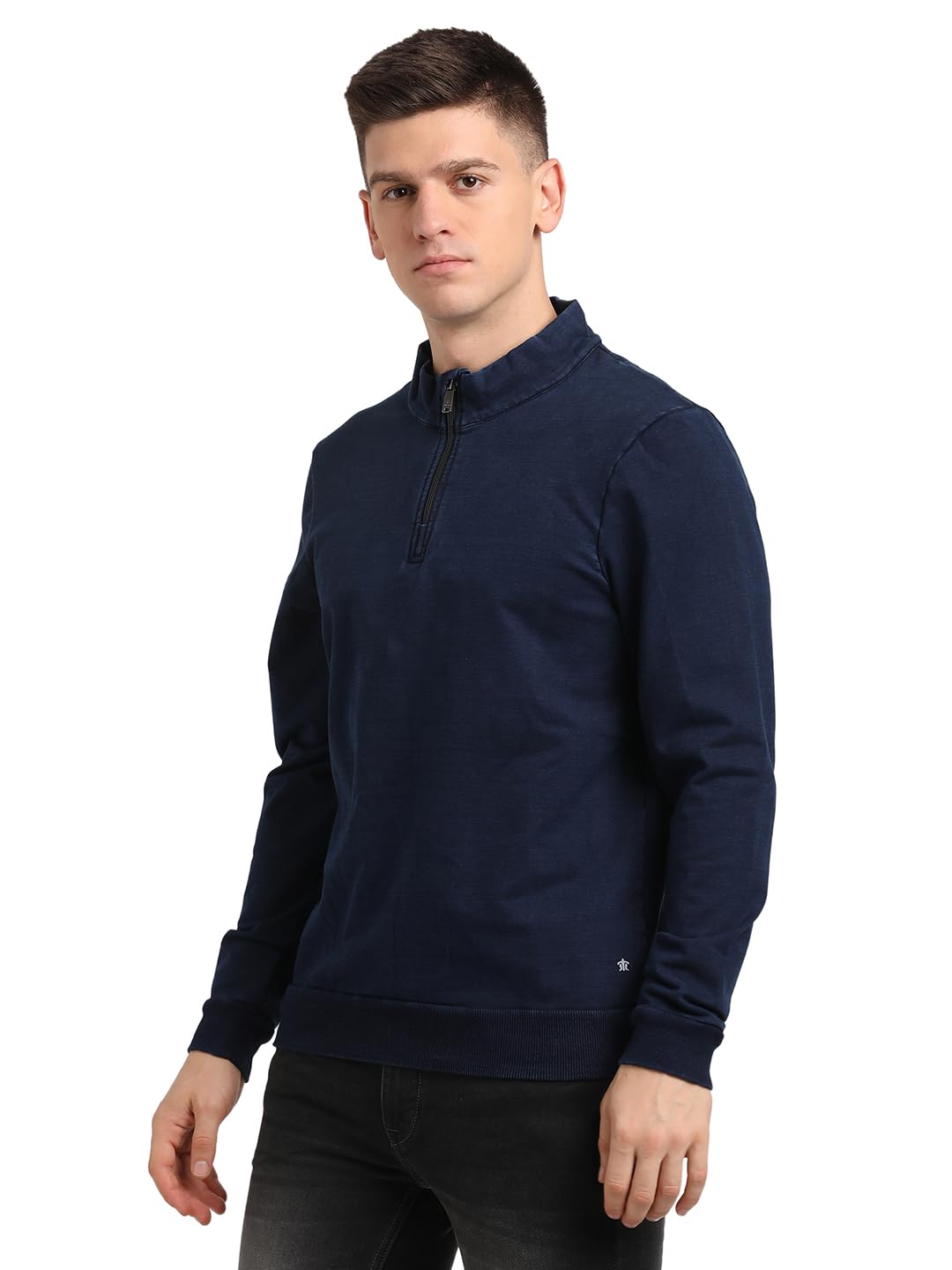 Turtle Men Cotton Tencel Slim Fit Full Sleeve Blue Sweatshirt