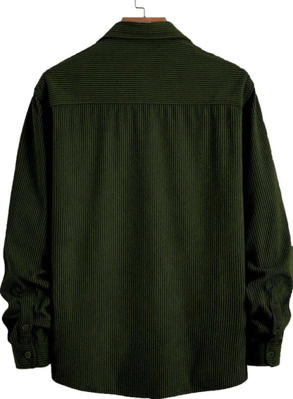 Deelmo MenS Full Sleeve Corduroy Shirt | Stylish Textured Casual Button-Down Shacket For Autumn Winter | Dual Pocket Front Desig