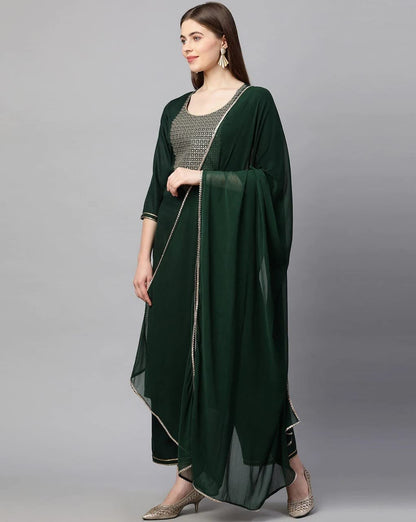 ANNI DESIGNER Women Cotton Blend Kurta With Palazzo & Dupatta