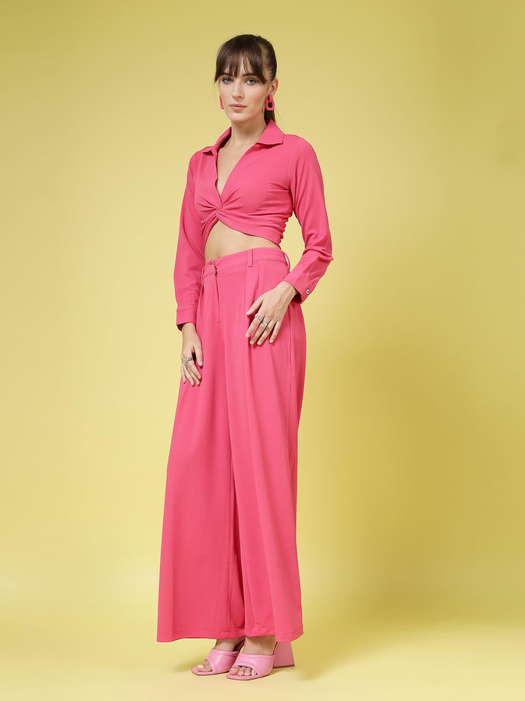 Oomph! WomenS Stretchable Lycra Top And Trouser Pant Set |Two Piece Co-Ord Set | Wester Wear Regular Fit | Stylish Multipurpose