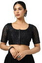 Soch Womens Black Net Embroidered Padded Blouse With Sequins