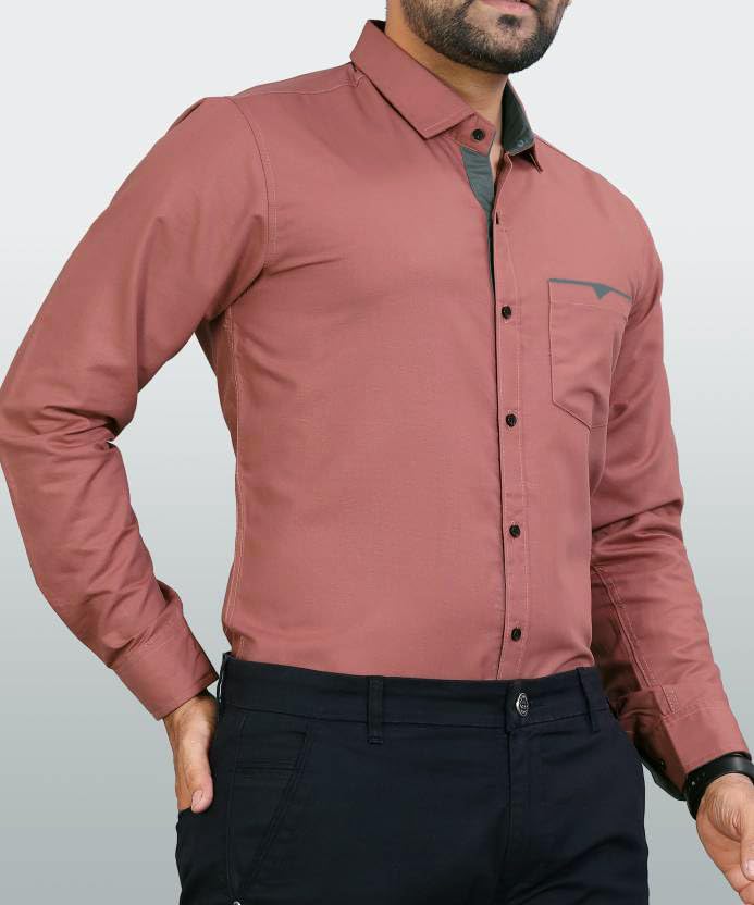 CB-COLEBROOK Mens Regular Fit Solid Soft Touch Cotton Casual Shirt with Pocket Design with Spread Collar & Full Sleeves (Availa