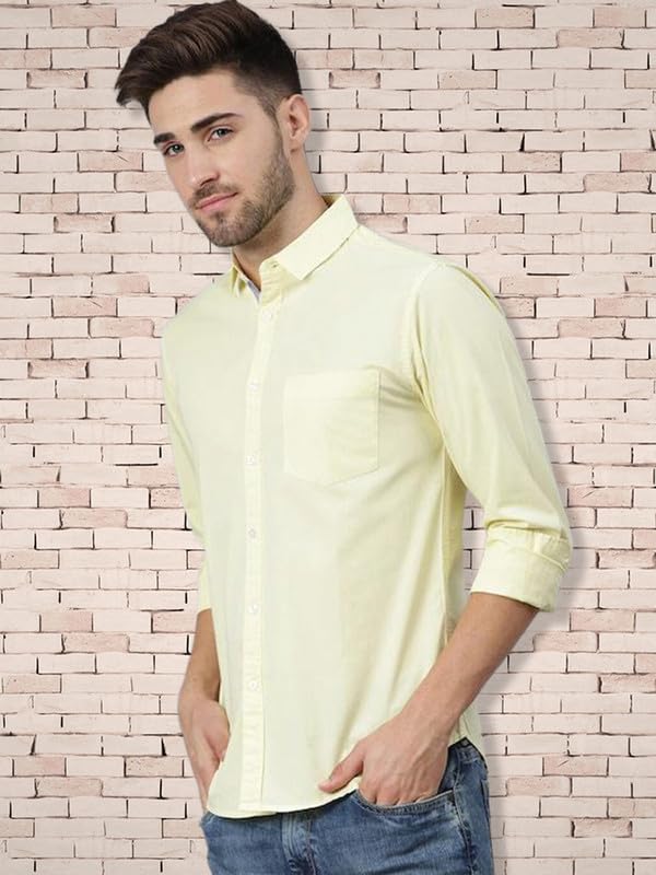 Tee Projekt Cotton Spread Collar Long Sleeve Shirt for Men Formal Shirt Casual Men Shirt