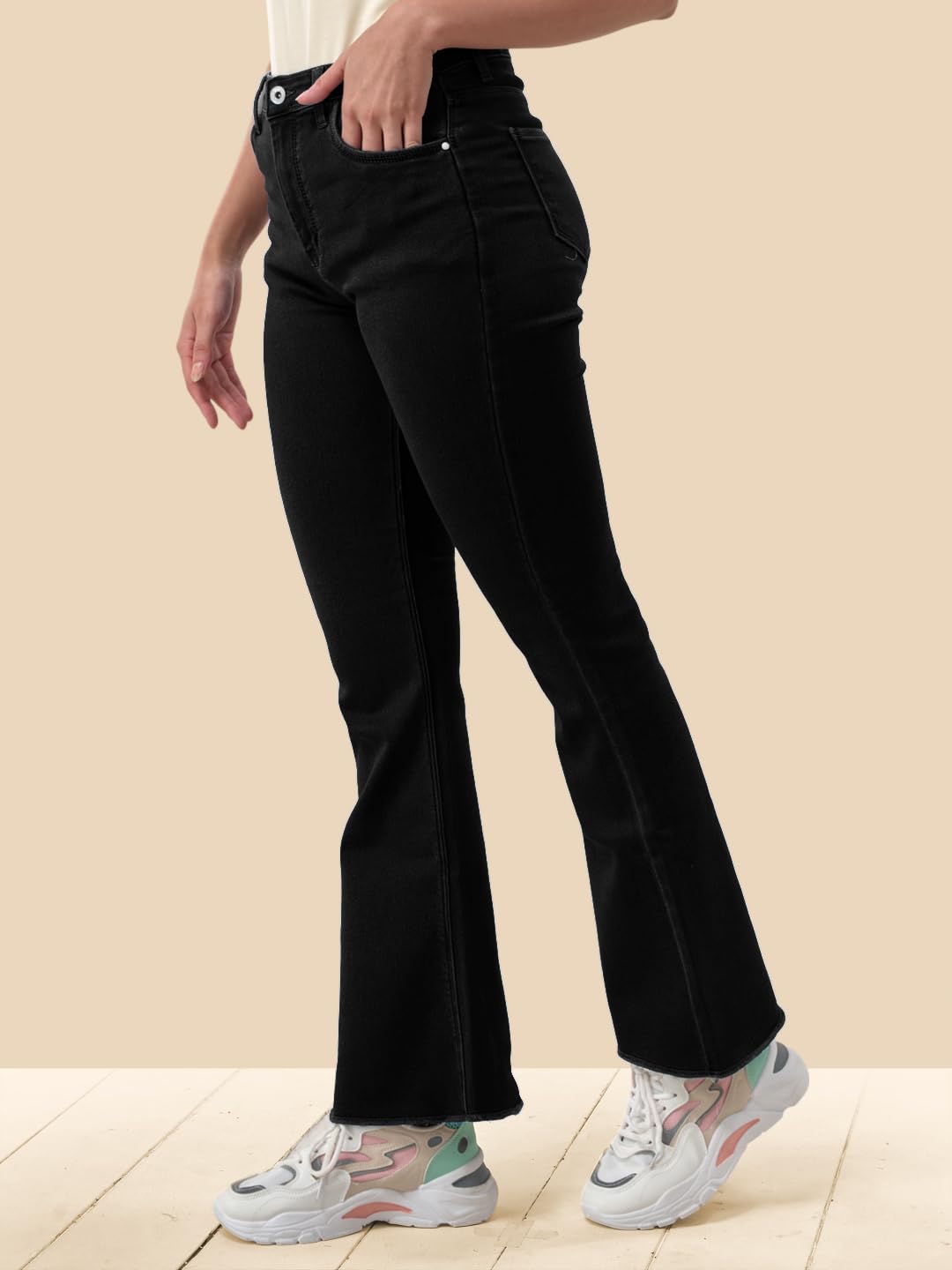 Lyra WomenS Mid-Rise Flared Bootcut Jeans|Stretchable Fabric For Comfort|Trendy & Stylish Denim|Size - 28