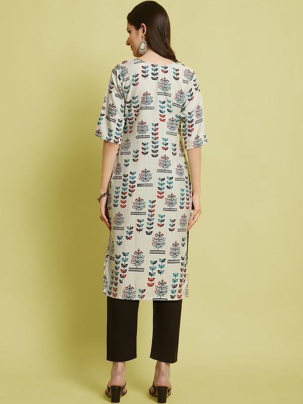 Pinkmint Elegant Printed Crepe Kurta And Pant Set For WomenS Ll Fashionable Kurti Combo Set Ll Stright Round Neck Kurti (Pack O