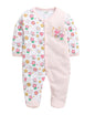 Bumzee Girls Cotton Full Sleeves Sleepsuit Pink & White - New Born (Peb10920A-Pnk)