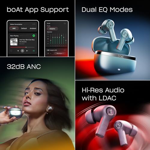 Boat Nirvana Ion Anc Pro, Hi-Res Audio Ldac,Anc(~32Db), 120Hrs Battery, App Support, Fast Charge, V5.3 Bluetooth Tws In Ear Earb