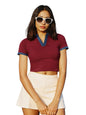 The Souled Store Solids: Scarlet Women and Girls Short Sleeves Collared Neck Slim Fit Cotton Blend Cropped Polos