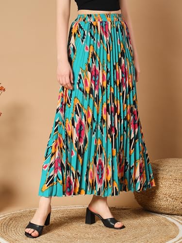 Kzully Crepe Western Skirt Green