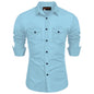 Rebelify MenS Cotton Blend Shirt With Pockets Full Sleeves Collared Neck Solid Pattern Botton Down Closure Relaxed Fit And Stan
