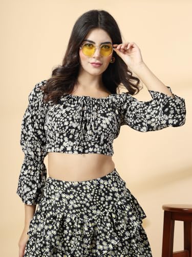OOMPH! Full Sleeve Crop Top, Black, mt863