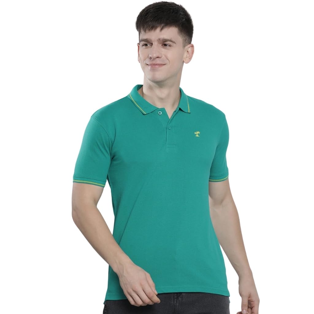 The Indian Garage Co Men Slim Fit Solid Polo Collar Tshirt