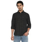 Turtle Men Cotton Linen Black Slim Fit Checkered Shirts