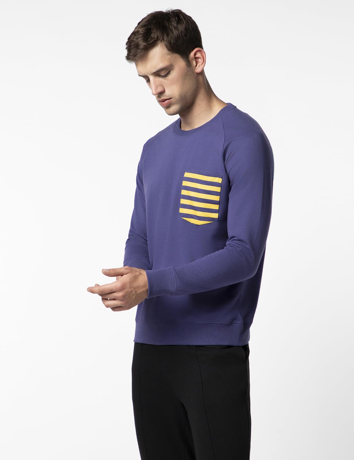 FYLTR Mens Casual Raglan Sleeve Sweatshirt with Pocket Detail - Full Sleeve | Rib Hem & Cuff | Casual Winterwear for Men