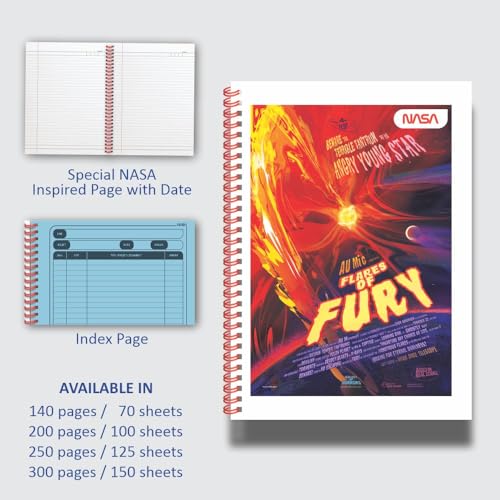Anupam NASA 1 Subject Notebook A4, 70 GSM, 70 Sheets (140 Pages) College Ruled Spiral Subject Notebook for Work, School Supplies